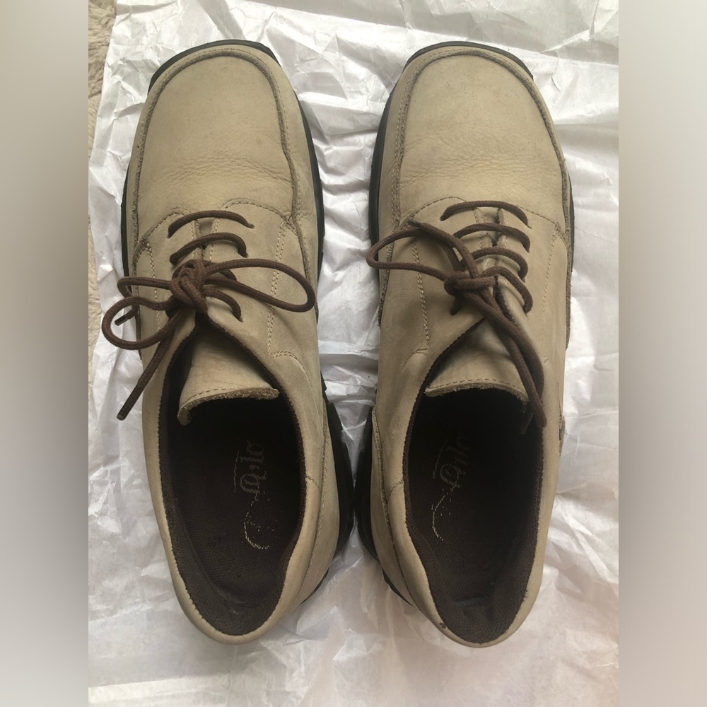 Vintage Buffalo Gray Leather Low Top Derby Shoes Chunky Sole EU 41